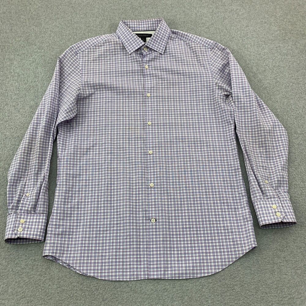 Banana Republic Button Up Shirt Mens Large 16-16 1/2 Plaid Non Iron Slim Fit